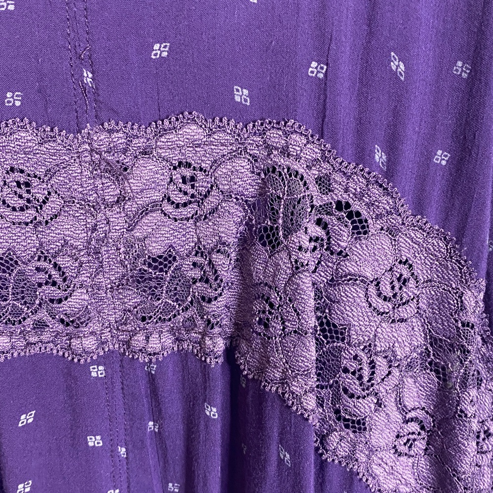 Free People Intimately Violet Lace Trim Bohemian Mini Dress Women's Medium - Picture 7 of 7
